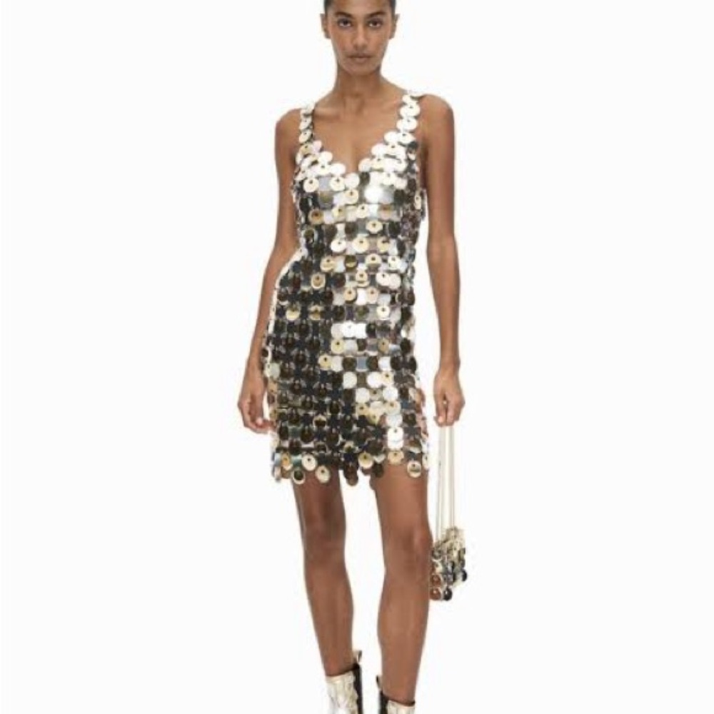 H&M x Rabanne Sequin Disc Mini Dress